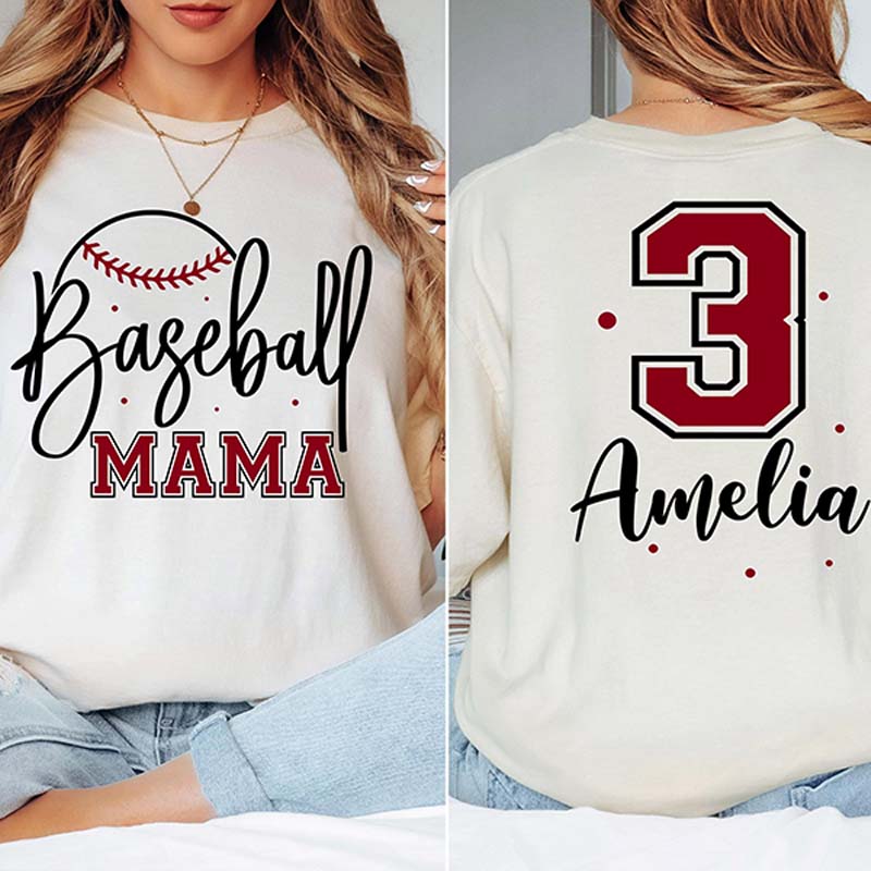Personalized Comfort Colors Baseball Mama T-Shirt