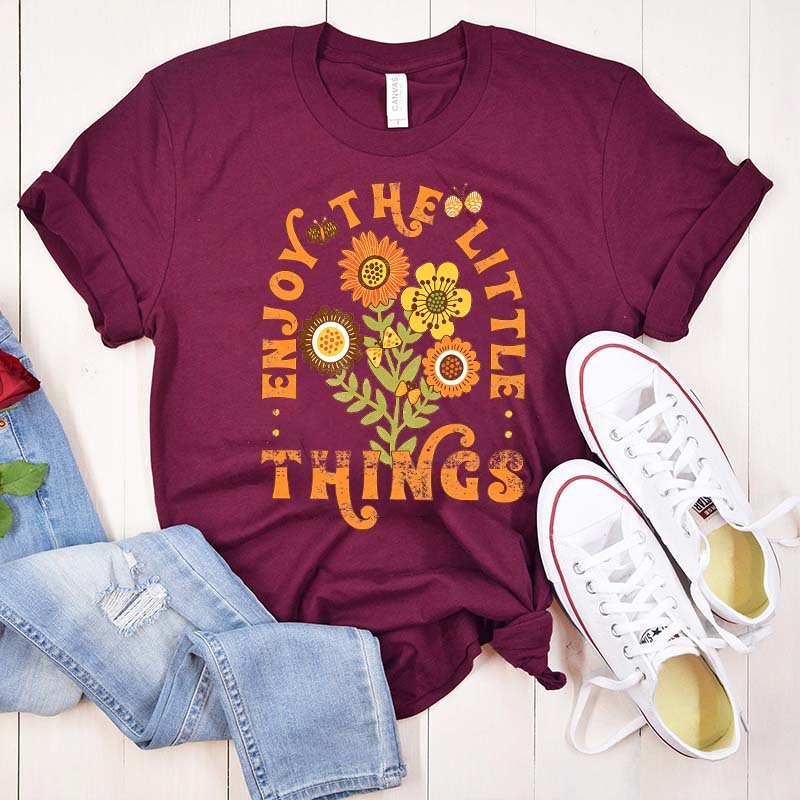 Enjoy The Little Things Orange Flower T-Shirt