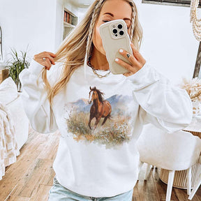 Retro 90's Chestnut Horse Horseback Riding Sweatshirt