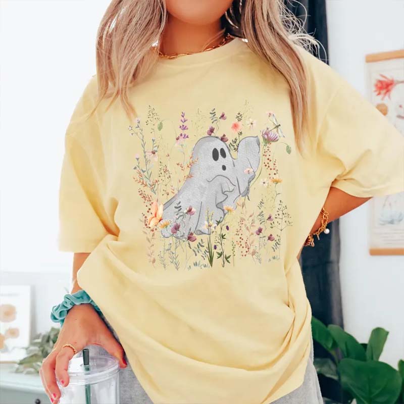 Comfort Colors Cute Ghost in Wildflowers T-Shirt