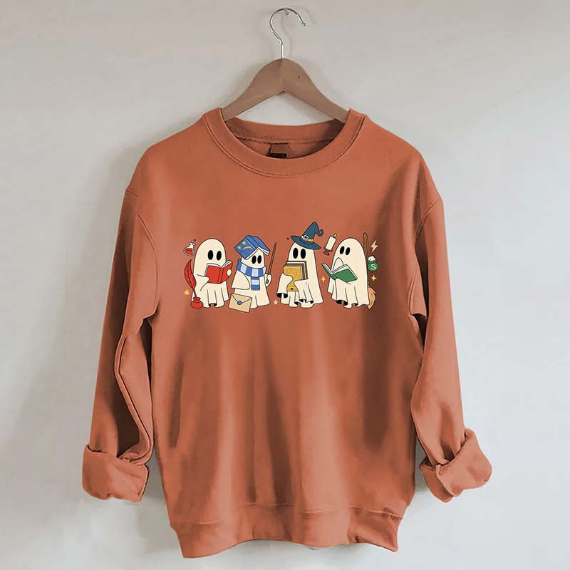 Halloween Ghosts Reading Book Sweatshirt