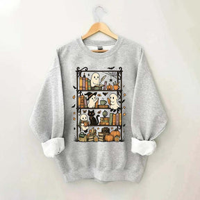 Retro Halloween Bookshelf Sweatshirt