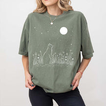 Celestial Cat Comfort Colors Fowers T-Shirt