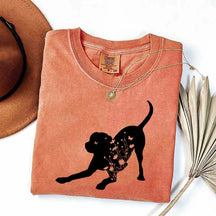 Black Lab Mom Labrador Dog Flowers T-Shirt