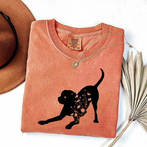 Black Lab Mom Labrador Dog Flowers T-Shirt