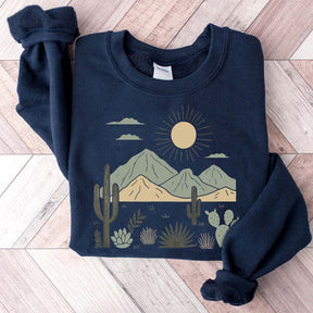 Western Desert Cactus Mountain Sweatshirt