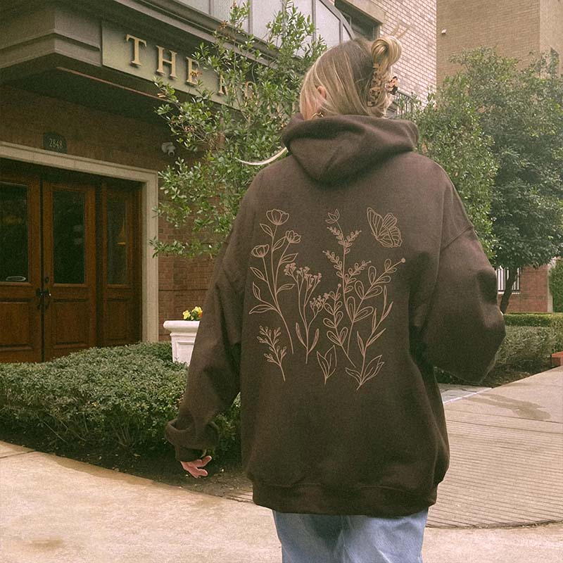 Boho Butterfly Wildflower Cottagecore Hoodie