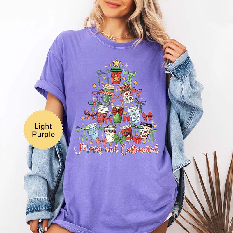 Merry And Caffeinated Christmas Tree T-Shirt