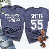 Custom Heart On The Line Football T-Shirt
