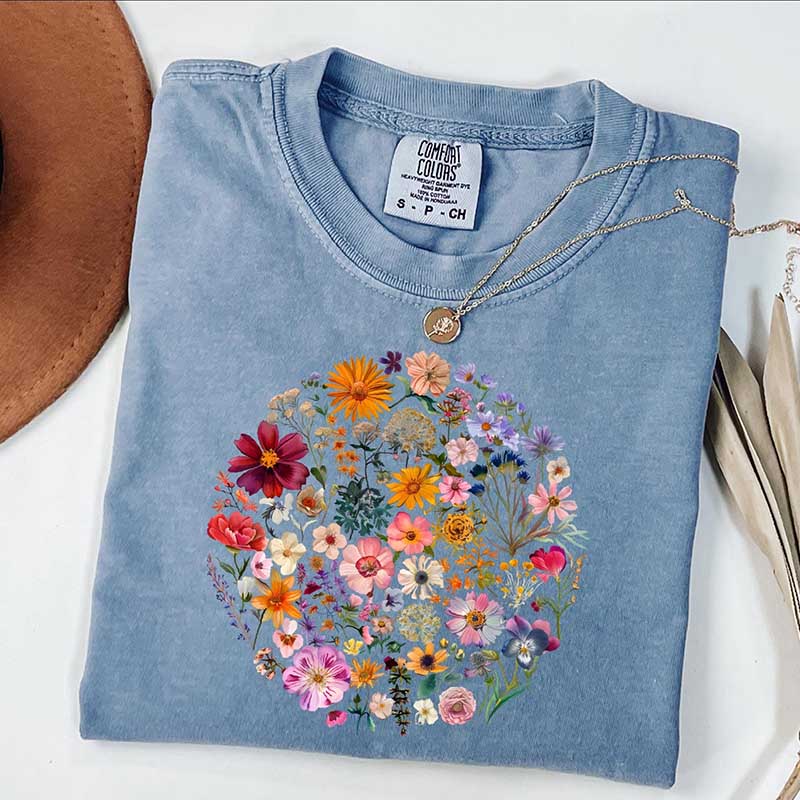 Boho Pressed Flower T-Shirt