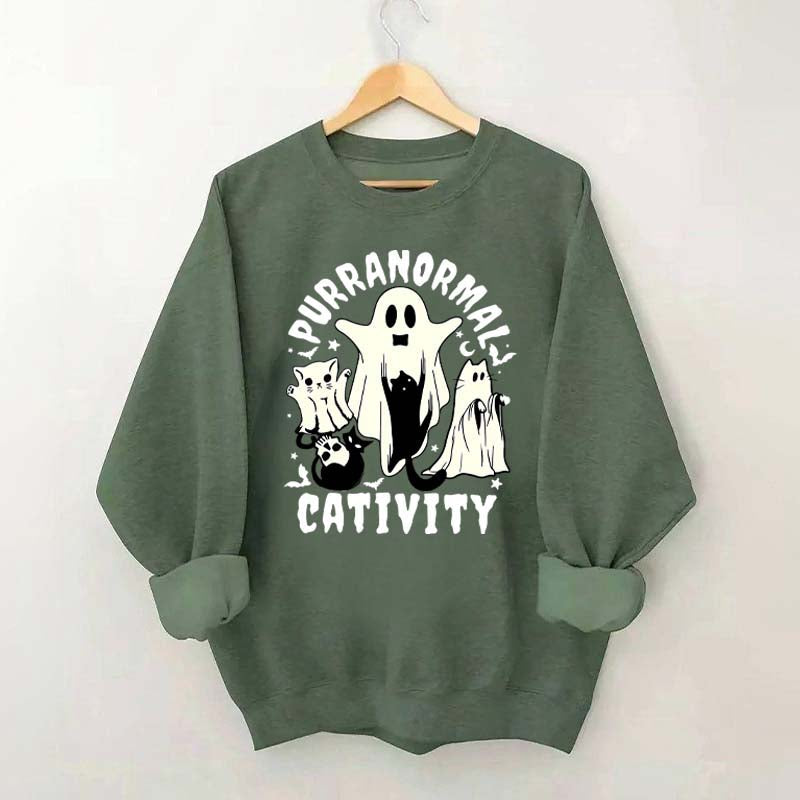Purranormal Cativity Spooky Ghost Cat Sweatshirt