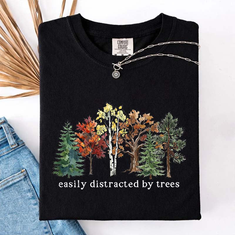 Easily Distracted by Trees Camping Hiking T-Shirt