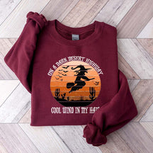 On A Dark Desert Highway Cool Wind In My Hair Halloween Sweatshirt