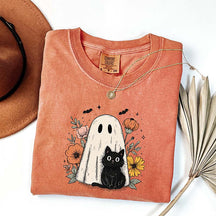 Spooky Season Black Cat And Ghost T-Shirt