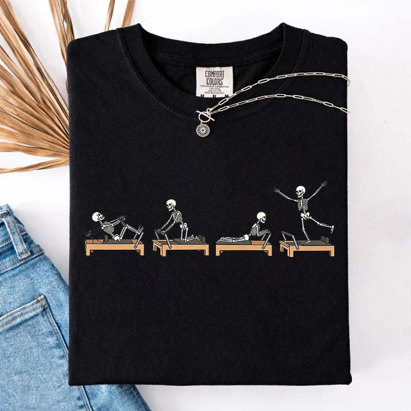 Halloween Pilates Skeleton Reformer Workout T-Shirt