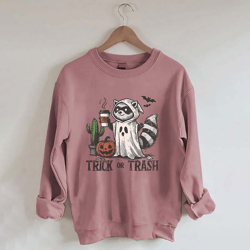 Trick Or Trash Raccoon Halloween Sweatshirt