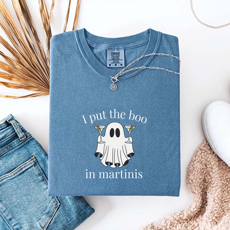 Funny Halloween I Put the Boo in Martinis T-Shirt