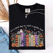 It's a Good Day to Read a Spooky Book Floral T-Shirt