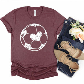 Cute Soccer Ball Heart Graphic T-Shirt