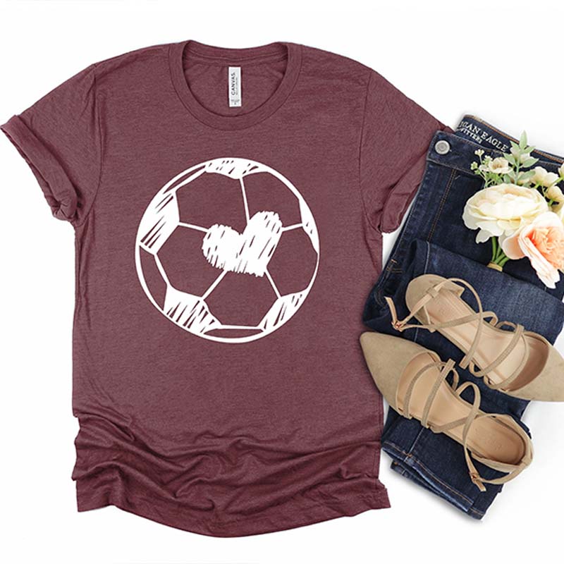 Cute Soccer Ball Heart Graphic T-Shirt