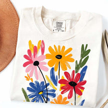 Colorful Floral Spring Hand Painted Flower T-Shirt