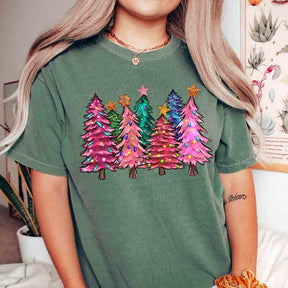 Merry And Bright Pink Christmas Tree T-Shirt