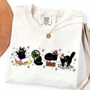 Christmas Black Cat T-shirt