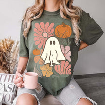 Comfort Colors Floral Ghost Halloween T-Shirt