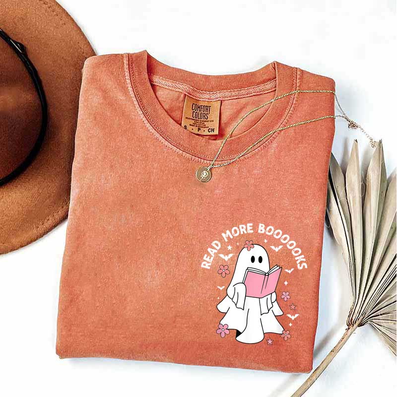 Ghost Reading Books Bookish Halloween T-Shirt