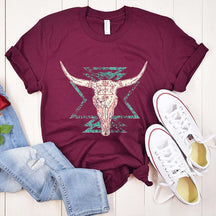 Boho Cow Skull Cowgirl T-Shirt
