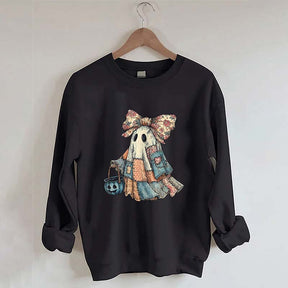 Retro Halloween Blue Denim Ghost Sweatshirt