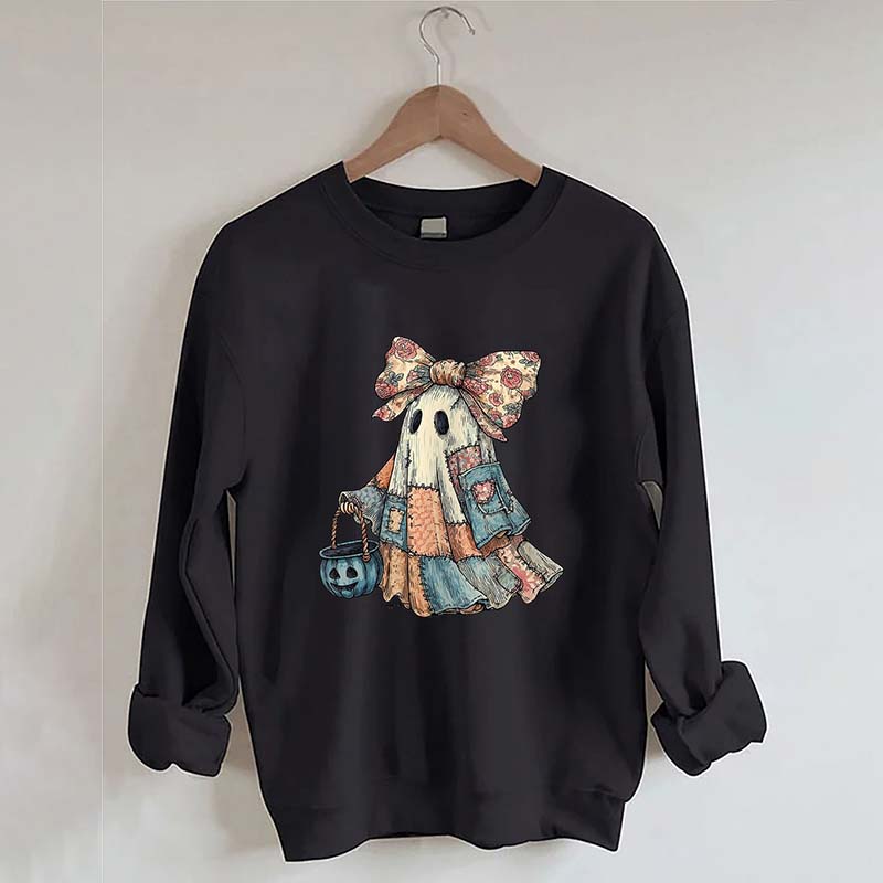 Retro Halloween Blue Denim Ghost Sweatshirt