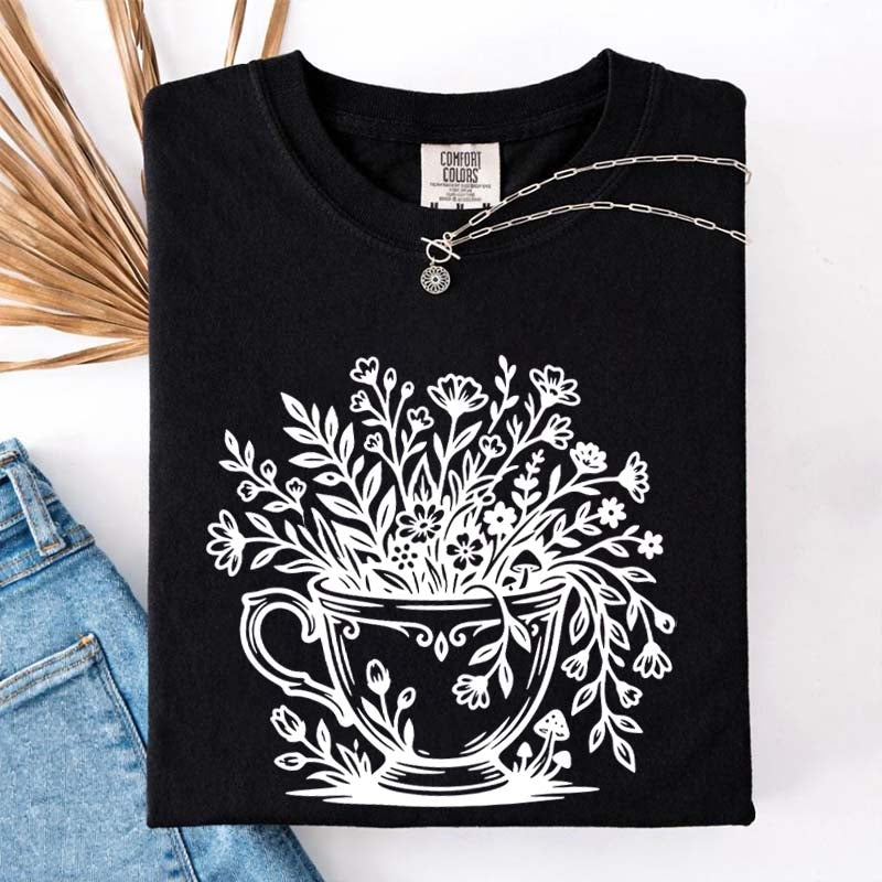 Cottagecore Teacup Floral T-Shirt