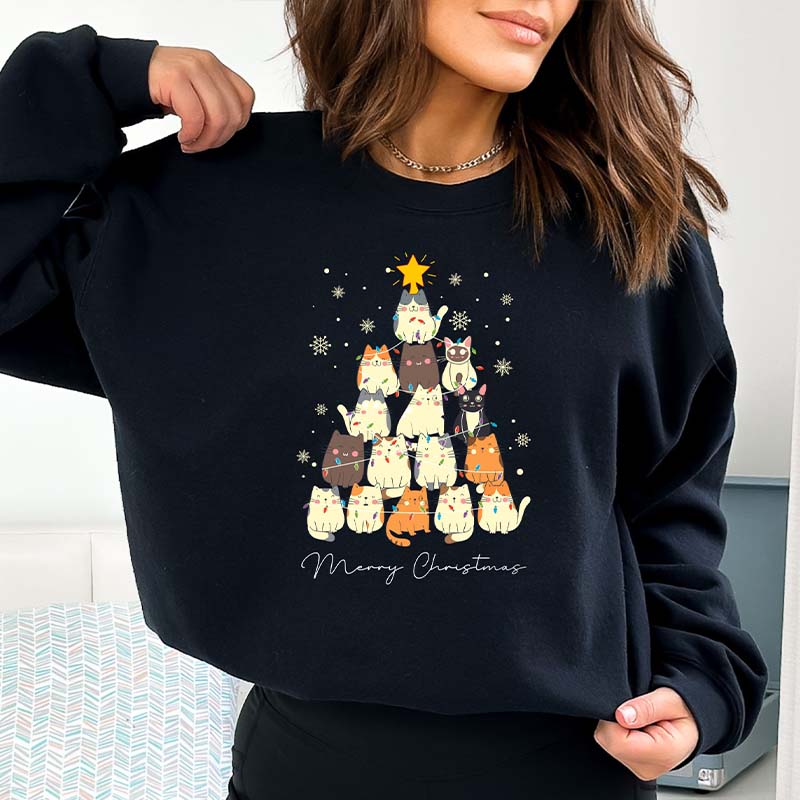 Meow Christmas Cat Tree Sweatshirt