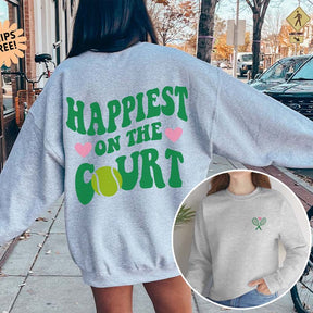 Trendy Happiest On the Court Tennis Sweatshirt