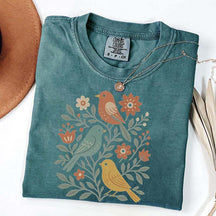 Boho Cottagecore Birds and Flowers T-Shirt