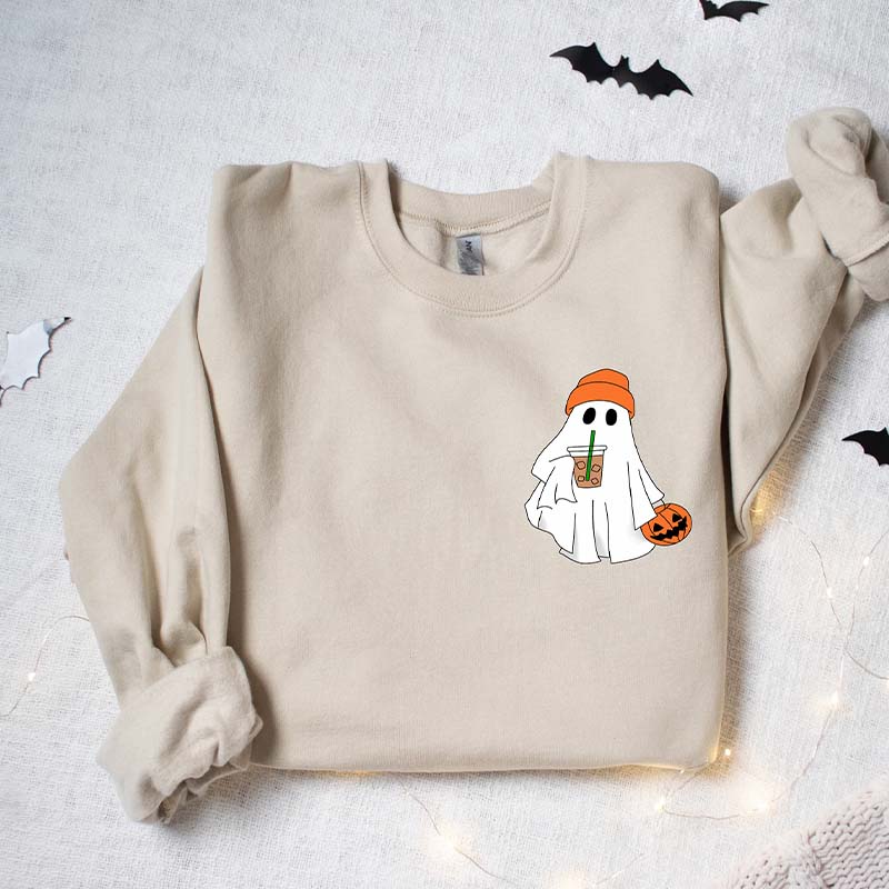 Little Ghost Ice Coffee Halloween Sweatshirt