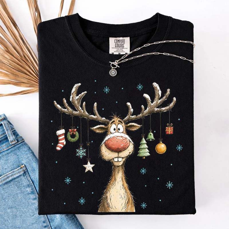 Retro Merry Christmas Retro Reindeer T-Shirt