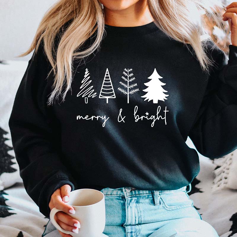 Merry & Bright Christmas Trees Sweatshirt