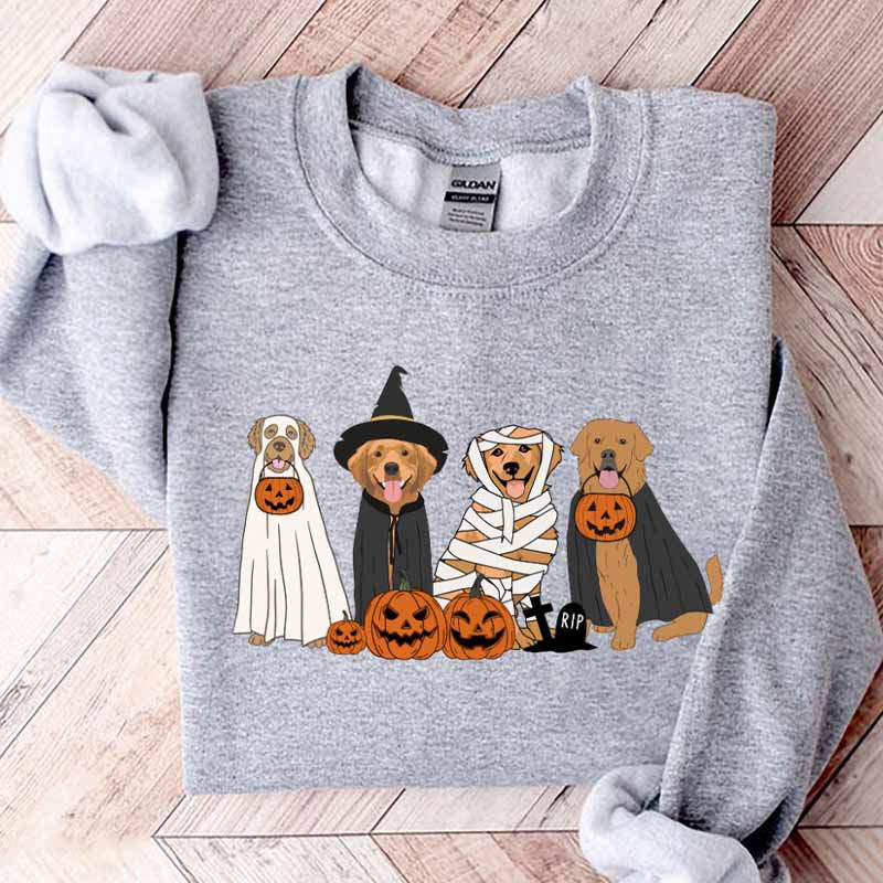 Golden Retriever Ghost Dogs Halloween Sweatshirt