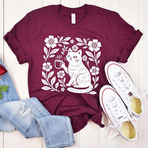 Boho Cat Coffee Lover T-Shirt