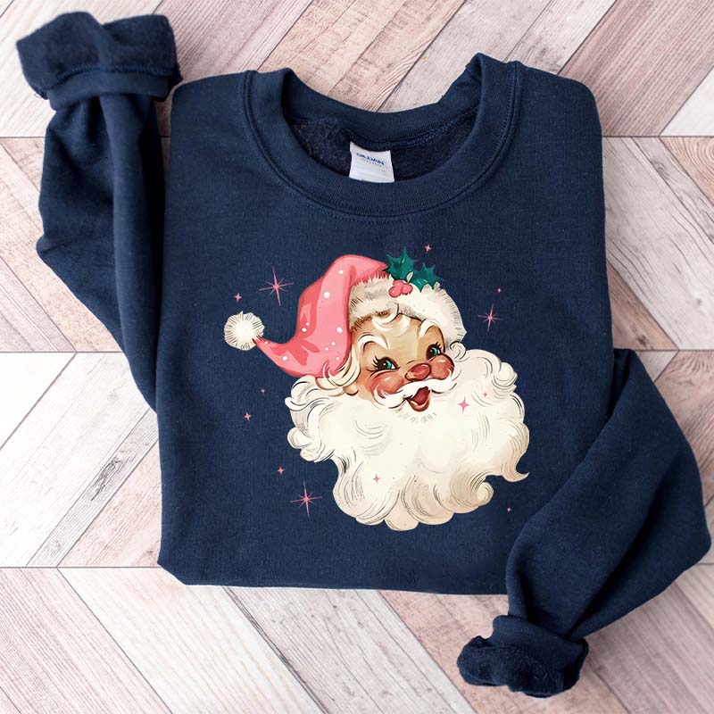 Pink Santa Retro Christmas Sweatshirt