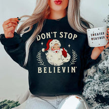 Don't Stop Believing Retro Santa Sweatshirt