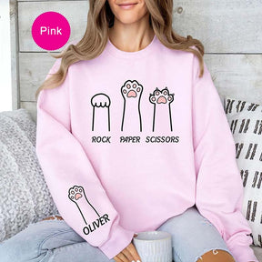 Custom Rock Paper Scissors Funny Cat Sweatshirt