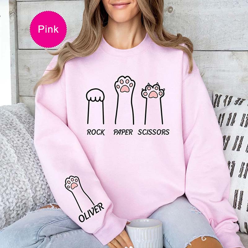 Custom Rock Paper Scissors Funny Cat Sweatshirt