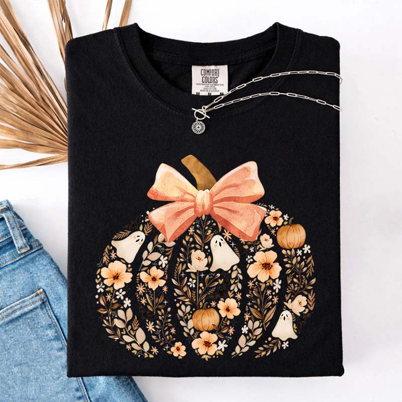 Vintage Floral Pumpkin Cute Halloween T-Shirt