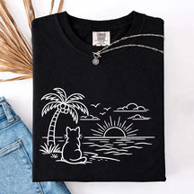 Cat Watching Sunset T-Shirt