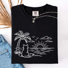Cat Watching Sunset T-Shirt