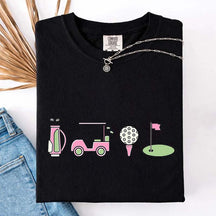 Pink Golf Cart Flag Lover T-Shirt