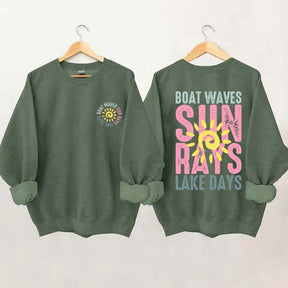 Boat Waves Sun Rays Lake Days Sweatshirt